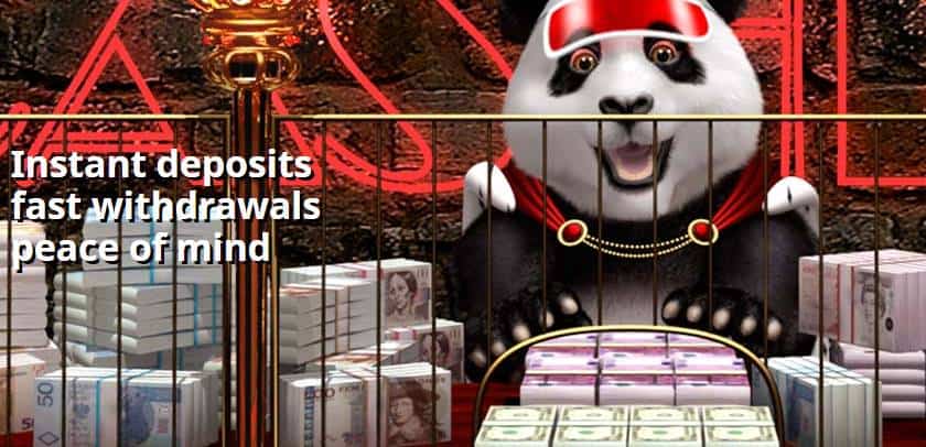 Screenshot of Royal Panda banner mentioning withdrawals and deposits