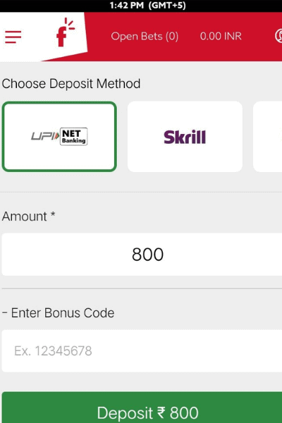 Select the UPI payment option and enter the amount.